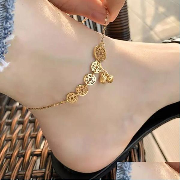 anklets fashion bell titanium steel coin anklets female money duoduo foot chain temperament personality tassel color gold ankle jewel dh6dd, Red;blue
anklets fashion bell titanium steel coin anklets female money duoduo foot chain temperament personality tassel color gold ankle jewel dh6dd, Red;blue