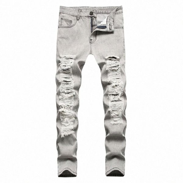 men's jeans gray holes ripped denim trendy distressed straight pants casual trousers e4xv#, Blue
men's jeans gray holes ripped denim trendy distressed straight pants casual trousers e4xv#, Blue