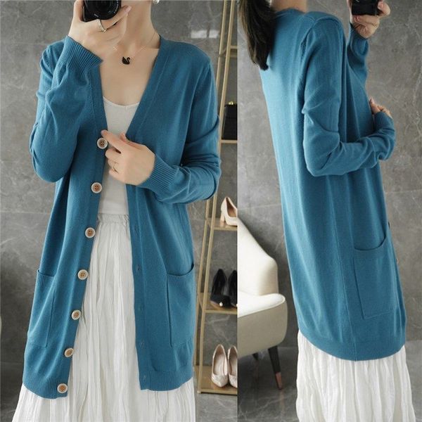 women s knits tees cardigan spring and autumn long cashmere loose fit sweater coat with pocket 220919, White
women s knits tees cardigan spring and autumn long cashmere loose fit sweater coat with pocket 220919, White