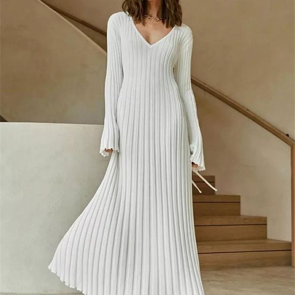 casual dresses women knitted long dress autumn winter elegant pleated aline midi female vneck ladies ribbed maxi robe 220919, Black;gray
casual dresses women knitted long dress autumn winter elegant pleated aline midi female vneck ladies ribbed maxi robe 220919, Black;gray