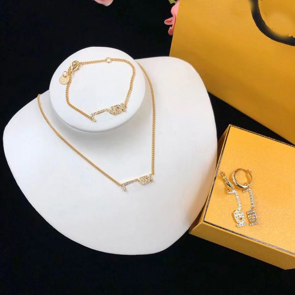 women necklace earring designer bracelet luxurys jewelry sets fashion daimond letter brands f earrings for womens gold chain link pendant bo, Black
women necklace earring designer bracelet luxurys jewelry sets fashion daimond letter brands f earrings for womens gold chain link pendant bo, Black