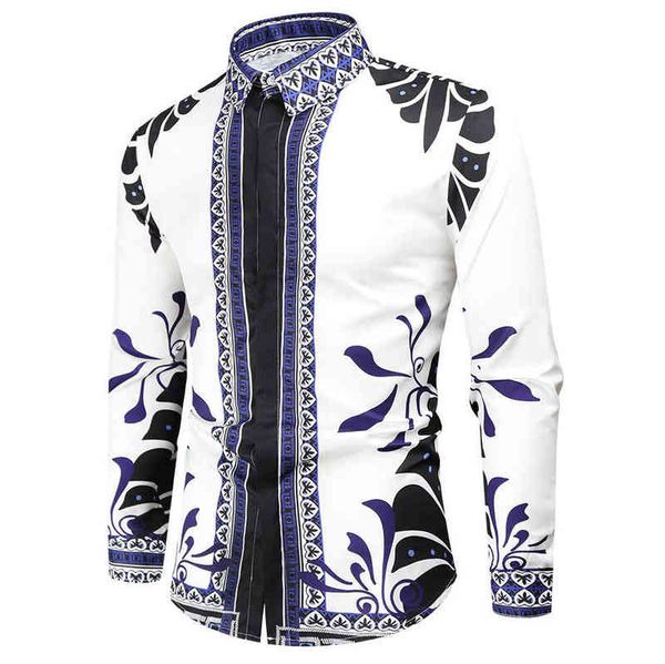 men's casual shirts autumn 2021 new 3d digital printed european casual long sleeve shirt trend, White;black
men's casual shirts autumn 2021 new 3d digital printed european casual long sleeve shirt trend, White;black