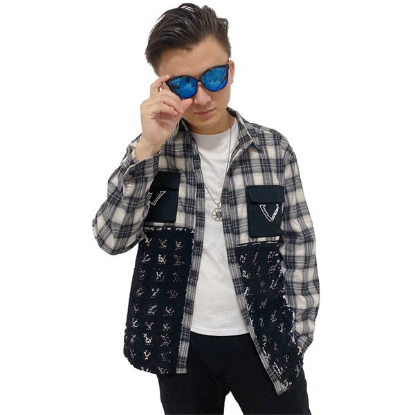 european men's designer shirts plaid shirt jacket classic men and women with the same small organ pocket color matching letter printing, White;black
european men's designer shirts plaid shirt jacket classic men and women with the same small organ pocket color matching letter printing, White;black