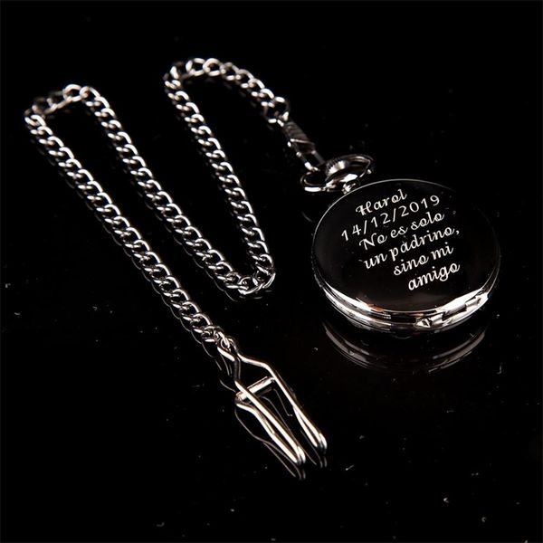 pocket watches custom engraved men black watch personalized quartz fob pendant with chain jewelry gift for grandpa father 220916, Slivery;golden
pocket watches custom engraved men black watch personalized quartz fob pendant with chain jewelry gift for grandpa father 220916, Slivery;golden