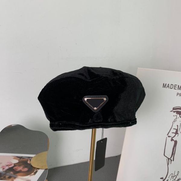 woman fashion brand designer beret solid black metal triangle letter velvet berets, Blue;gray
woman fashion brand designer beret solid black metal triangle letter velvet berets, Blue;gray
