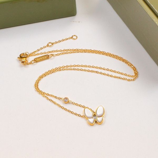 vans clover necklace classic titanium steel butterfly pendant with diamond necklace 18k gold plated four leaf clover female gift necklace, Silver 
vans clover necklace classic titanium steel butterfly pendant with diamond necklace 18k gold plated four leaf clover female gift necklace, Silver