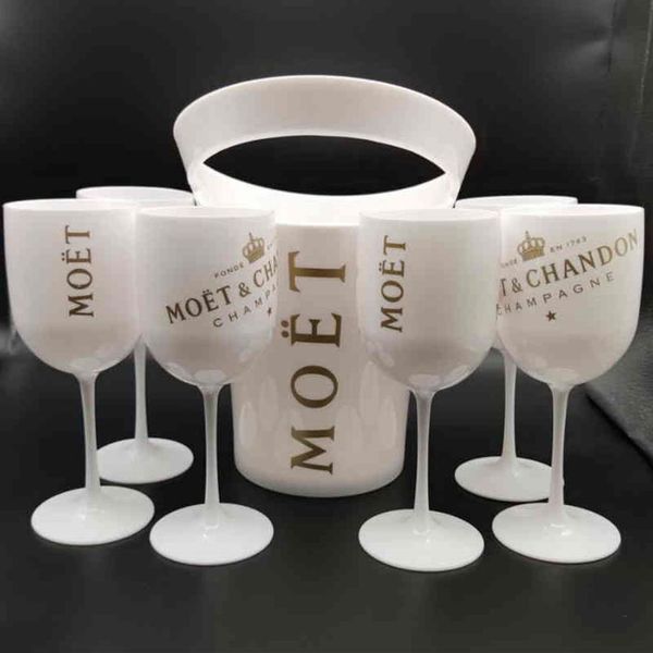ice buckets and coolers with 6pcs white glass moet chandon champagne glass plastic239p