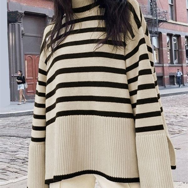 women s sweaters black and white stripe sweater streetwear loose women pullover female jumper long sleeve turtleneck knitted ribbed 220916, White;black
women s sweaters black and white stripe sweater streetwear loose women pullover female jumper long sleeve turtleneck knitted ribbed 220916, White;black