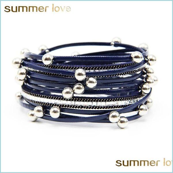 link chain shinning punk mtilayer beads wrap pu leather bracelet 5 colors bangle women design alloy with magnetic clasp gift drop de dh75e, Black
link chain shinning punk mtilayer beads wrap pu leather bracelet 5 colors bangle women design alloy with magnetic clasp gift drop de dh75e, Black