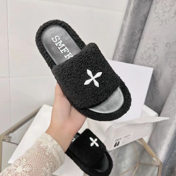 designer slippers smfk women slippers warm shearling slide baroque style sandals indoor casual sandal fashion plush fur slipper, Black
designer slippers smfk women slippers warm shearling slide baroque style sandals indoor casual sandal fashion plush fur slipper, Black