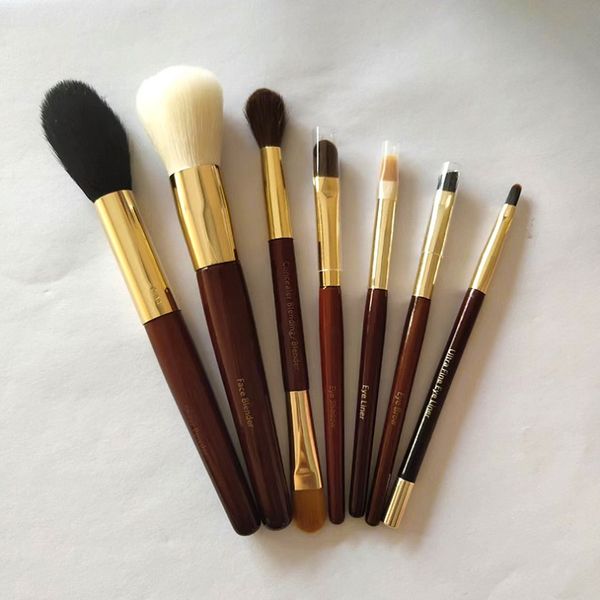 

Classic Brown Makeup Brushes 7pcs/set Portable Size Soft Natural Goat Horse Hair Make Up Brush Kit BB Makeup Tools