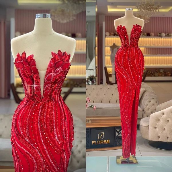 elegant red mermaid prom dresses sweetheart party dresses beaded side split floor length custom made evening dress, Black;red
elegant red mermaid prom dresses sweetheart party dresses beaded side split floor length custom made evening dress, Black;red