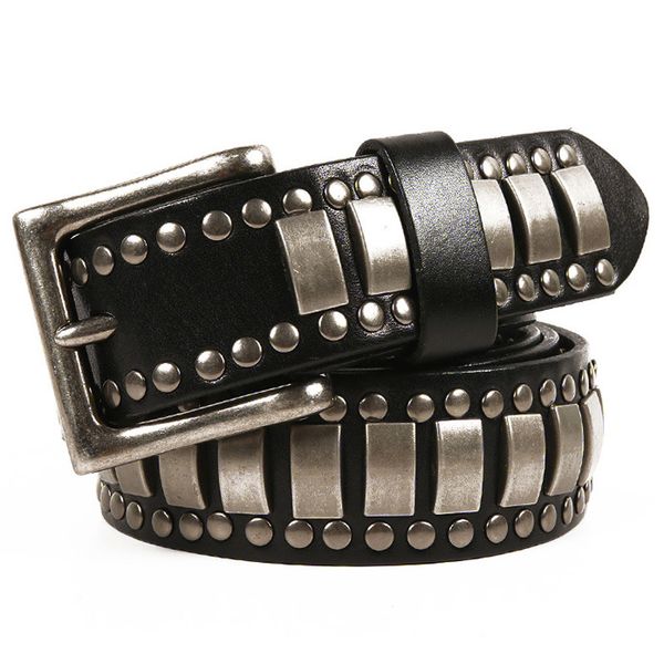 rivet belt layer leather men's waistband wide men's personality decorative belt, Black;brown
rivet belt layer leather men's waistband wide men's personality decorative belt, Black;brown