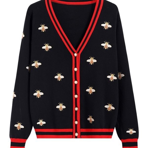 women's knits tees fashion designer bee embroidery cardigan long sleeve single breasted contrast color button knitted sweaters c-196 22, White
women's knits tees fashion designer bee embroidery cardigan long sleeve single breasted contrast color button knitted sweaters c-196 22, White