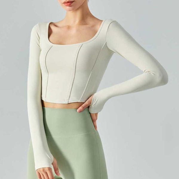 fish bone tangent square neck yoga long sleeve female slim sports shirt fitness gym clothes
fish bone tangent square neck yoga long sleeve female slim sports shirt fitness gym clothes
