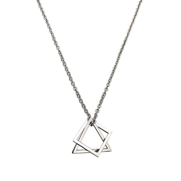 trendy interlocking square triangle pendant for men stainless steel geometric stacking streetwear hip hop rock necklace, Silver
trendy interlocking square triangle pendant for men stainless steel geometric stacking streetwear hip hop rock necklace, Silver