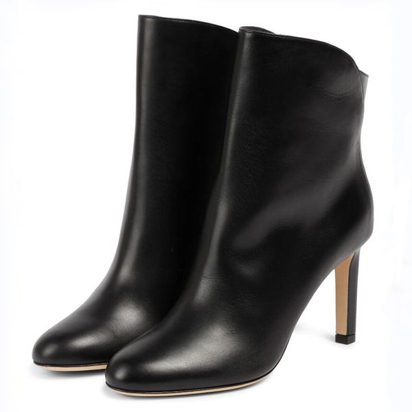 luxury women's karter leather ankle boots classic calfskin rounded toe slanted shaft and high heel designer casual booty motorcycle ank, Black
luxury women's karter leather ankle boots classic calfskin rounded toe slanted shaft and high heel designer casual booty motorcycle ank, Black
