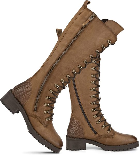 women's mid calf leather boots hand quilted knee length casual motorcycle brown, Black
women's mid calf leather boots hand quilted knee length casual motorcycle brown, Black