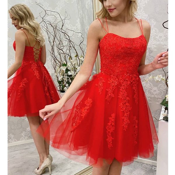 red lace appliques homecoming dresses spaghetti straps backless short prom dress mini cocktail party gowns sweet 16 graduation dresses, Blue;pink
red lace appliques homecoming dresses spaghetti straps backless short prom dress mini cocktail party gowns sweet 16 graduation dresses, Blue;pink