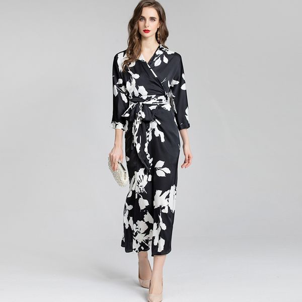 women's runway dresses v neck 3/4 sleeves printed ruched picked up elegant fashion designer sheath dress, Black
women's runway dresses v neck 3/4 sleeves printed ruched picked up elegant fashion designer sheath dress, Black