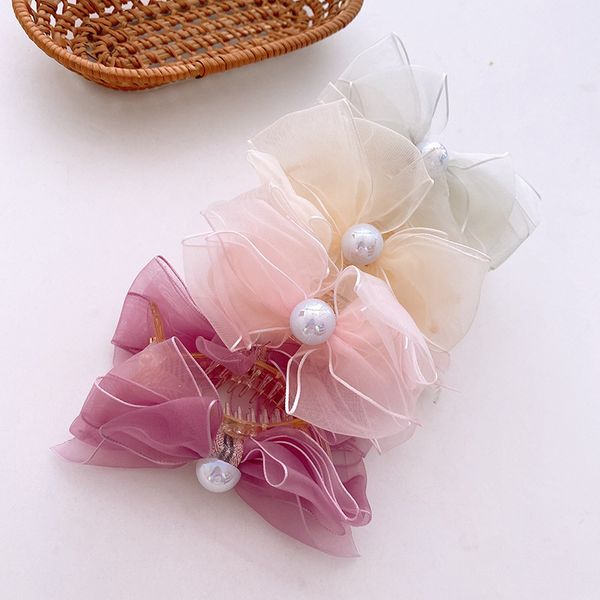 new korean sweet girl simple beautiful yarn imitation pearl bow catch clip hair accessories fashion women's hair claws headwear, Slivery;white
new korean sweet girl simple beautiful yarn imitation pearl bow catch clip hair accessories fashion women's hair claws headwear, Slivery;white