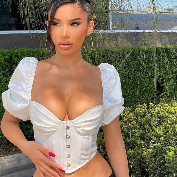 women's blouses vintage puff sleeve white blouse summer women low-cut square collar slim fit corset wrapped crop for lady, Black;gray
women's blouses vintage puff sleeve white blouse summer women low-cut square collar slim fit corset wrapped crop for lady, Black;gray