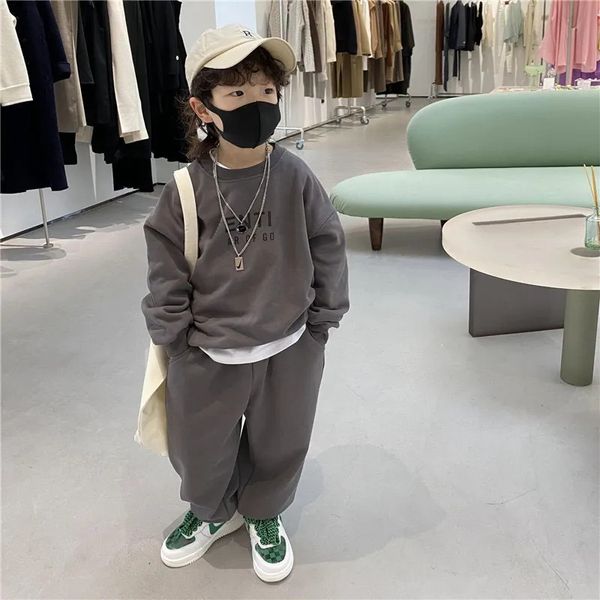 

Designer Kids Clothing Sets Autumn Winter Sweater And Pants clothes Baby Children Tracksuit Boys Girls SportSuit Long Sleeve Outfit Hoodies, Gray