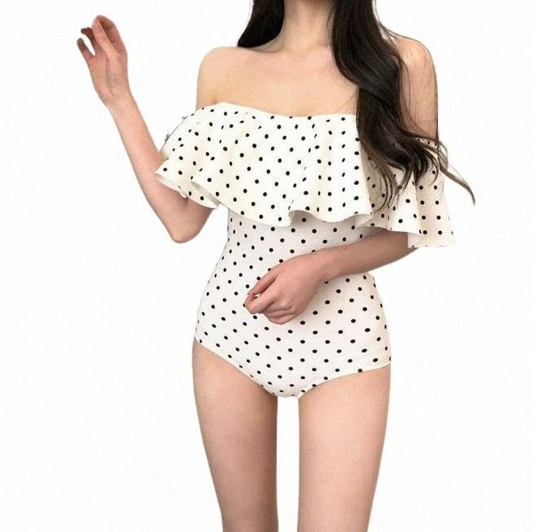 one piece swimsuit women korea retro ruffled polka dot slim bathing suits summer beach wear swimming suit women's swimwear l1an#, White;black
one piece swimsuit women korea retro ruffled polka dot slim bathing suits summer beach wear swimming suit women's swimwear l1an#, White;black