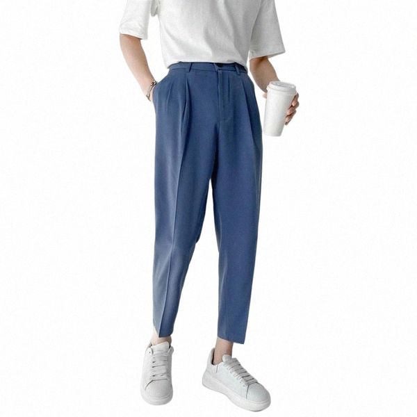 men's suit pants korean design summer loose ankle length bottoms elastic waist solid streetwear cool casual clothing y9ye#, Black
men's suit pants korean design summer loose ankle length bottoms elastic waist solid streetwear cool casual clothing y9ye#, Black