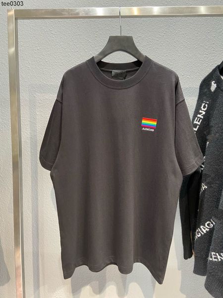 ins net red same fashion brand balencaigass new chest embroidery rainbow round neck short sleeve t-shirt tee couple, White;black
ins net red same fashion brand balencaigass new chest embroidery rainbow round neck short sleeve t-shirt tee couple, White;black