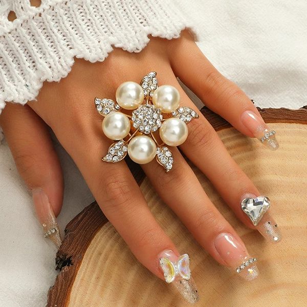 korean white pearl flower ring for women bridal gold adjustable wedding promise rings engagement party jewelry gift, Silver
korean white pearl flower ring for women bridal gold adjustable wedding promise rings engagement party jewelry gift, Silver