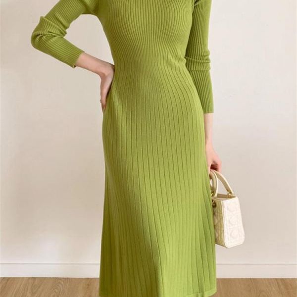 casual dresses autumn winter long sleeve party dress women button knitted midcalf half high collar elegant sweater ladies 220919, Black;gray
casual dresses autumn winter long sleeve party dress women button knitted midcalf half high collar elegant sweater ladies 220919, Black;gray