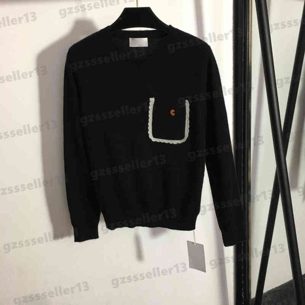 women sweaters jumper logo embroidery weave pattern fashion single chest pocket crew neck long sleeve wool knitted sweater women designer c, White;black
women sweaters jumper logo embroidery weave pattern fashion single chest pocket crew neck long sleeve wool knitted sweater women designer c, White;black