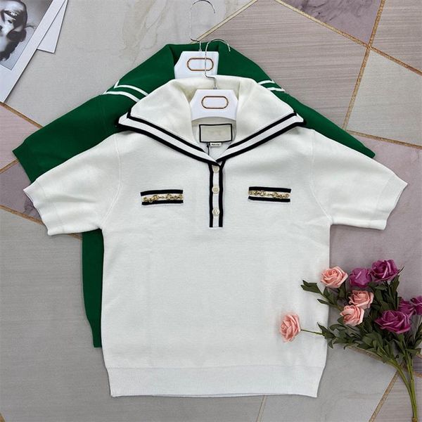 325 2021 spring summer brand same style sweaters lapel neck print regular short sleeve pullover print women clothes white green sw289e, White;black
325 2021 spring summer brand same style sweaters lapel neck print regular short sleeve pullover print women clothes white green sw289e, White;black