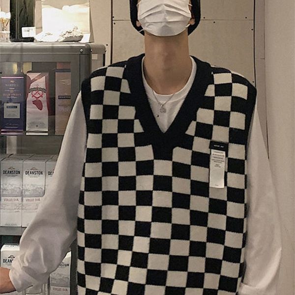 men's sweaters gmiixder vneck plaid vest for men harajuku loose trend brand blue sleeveless sweater american high street bf women stree, White;black
men's sweaters gmiixder vneck plaid vest for men harajuku loose trend brand blue sleeveless sweater american high street bf women stree, White;black