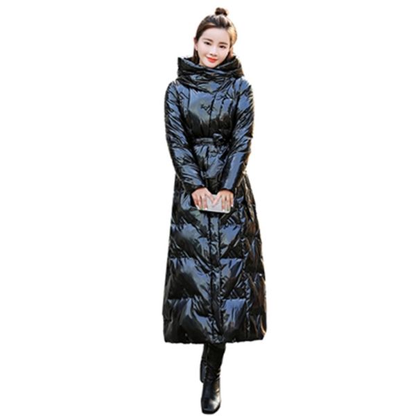women's down parkas women's winter long down cotton padded jacket hooded bright face down jacket 220919, Black
women's down parkas women's winter long down cotton padded jacket hooded bright face down jacket 220919, Black