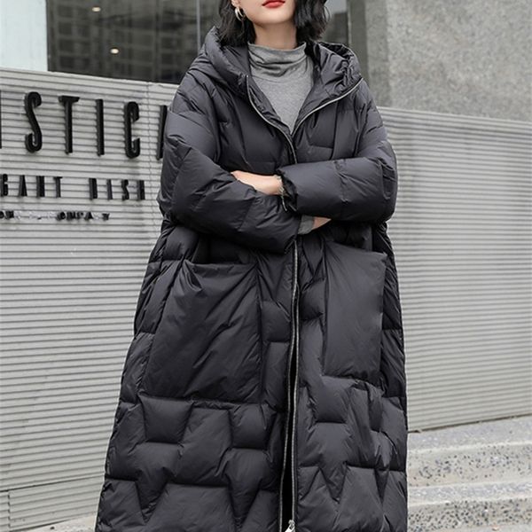 women's down parkas ailegogo winter women hooded loose thick warm 90 white duck down long parkas casual female zipper pocket down coat, Black
women's down parkas ailegogo winter women hooded loose thick warm 90 white duck down long parkas casual female zipper pocket down coat, Black
