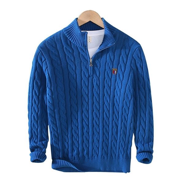 men's sweaters knitted sweater solid color pullover men casual quality half high collar zip 100cotton winter male sweaters basic pull h, White;black
men's sweaters knitted sweater solid color pullover men casual quality half high collar zip 100cotton winter male sweaters basic pull h, White;black