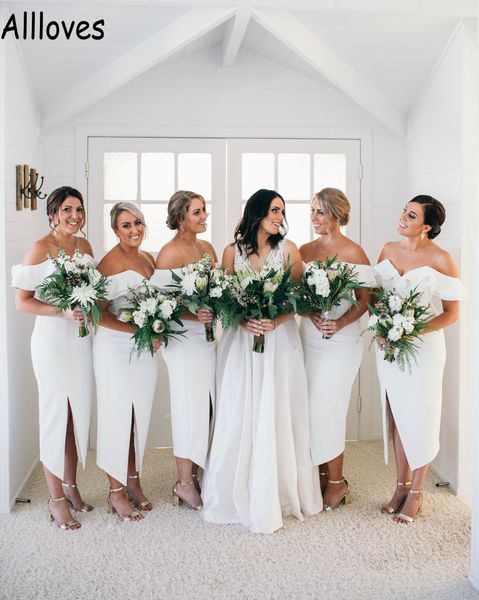 white off shoulder short bridesmaid dresses elegant satin split sheath modern wedding guest party gowns tea length boho garden maid of honor, White;pink
white off shoulder short bridesmaid dresses elegant satin split sheath modern wedding guest party gowns tea length boho garden maid of honor, White;pink