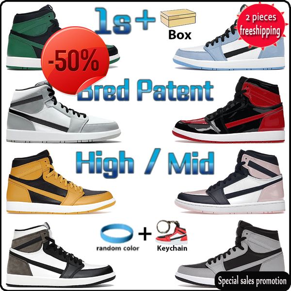 with box classic 1 1s sneakers high mid basketball shoes bred patent light smoke grey black white university blue shadow unc dark mocha men
with box classic 1 1s sneakers high mid basketball shoes bred patent light smoke grey black white university blue shadow unc dark mocha men