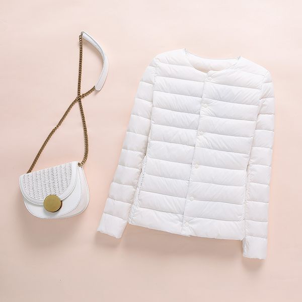 round neck light down jacket womens white duck collarless short women thin autumn and winter liner long sleeves, Black
round neck light down jacket womens white duck collarless short women thin autumn and winter liner long sleeves, Black
