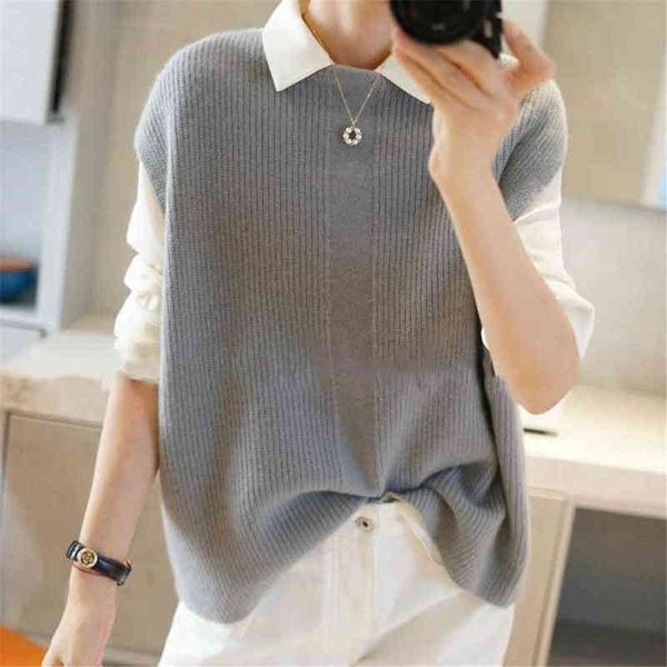 women's sweaters korean loose casual jacket vest ladies knitted solid color sleeveless sweater short cashmere wool vest ohals new produ, White;black
women's sweaters korean loose casual jacket vest ladies knitted solid color sleeveless sweater short cashmere wool vest ohals new produ, White;black
