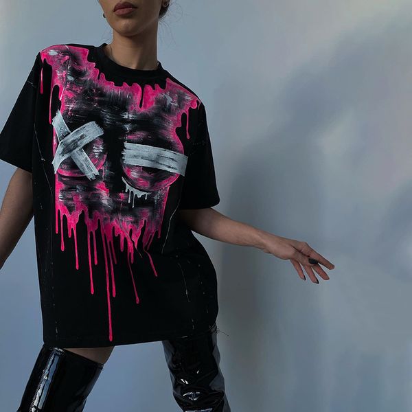 summer t shirts casual print round neck loose fashion short sleeve t-shirt, White