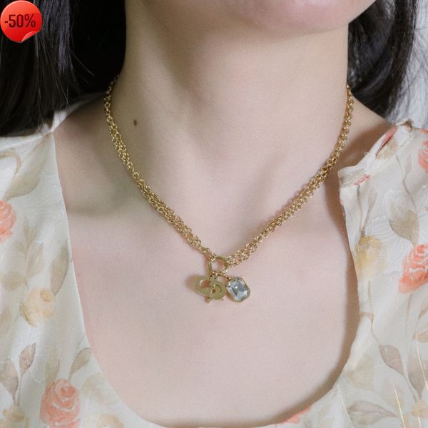 50% off factory clearance sale designer new brand jewelry necklace charm titanium steel 18k d letter pendant double clavicle chain, Silver
50% off factory clearance sale designer new brand jewelry necklace charm titanium steel 18k d letter pendant double clavicle chain, Silver