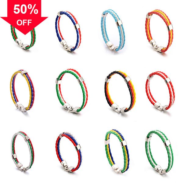 designer bracelets latest world cup color bracelet jewelry alloy pu leather woven, Black
designer bracelets latest world cup color bracelet jewelry alloy pu leather woven, Black