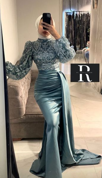 teal blue mermaid muslim prom dresses with side train lace beaded long sleeve hijab high neck arabic middle east evening gown, Black;red
teal blue mermaid muslim prom dresses with side train lace beaded long sleeve hijab high neck arabic middle east evening gown, Black;red
