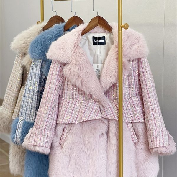 womens fur faux zadorin korean style sequin mid long pink blue coat lapel loose warm fluffy winter jacket coats 220920, Black
womens fur faux zadorin korean style sequin mid long pink blue coat lapel loose warm fluffy winter jacket coats 220920, Black