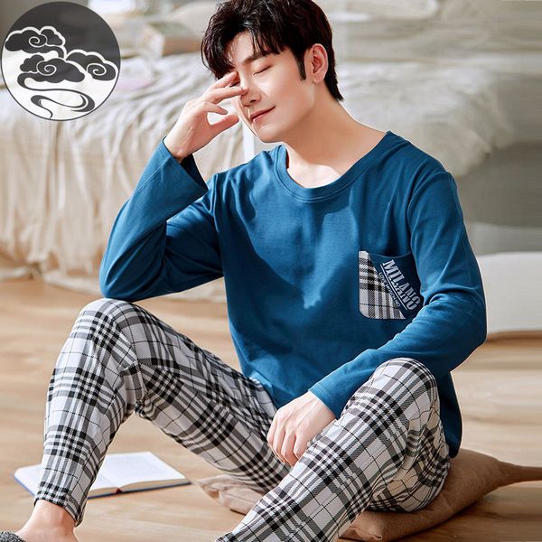 men's sleepwear spring autumn knitted cotton long sleeved pajamas sets male set letter for men suit homewear 3xl 220920, Black;brown
men's sleepwear spring autumn knitted cotton long sleeved pajamas sets male set letter for men suit homewear 3xl 220920, Black;brown