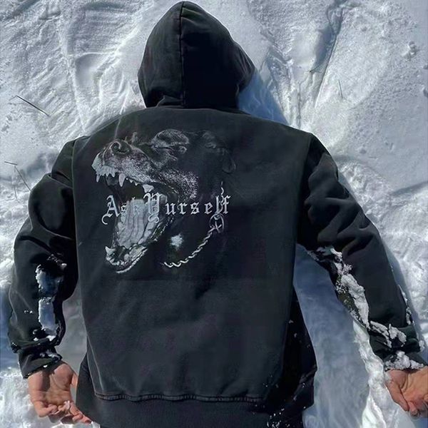 askyurself og loose sweater printing hoodie dog head print fleece hoodie high street damaged washed old pullover hoodie male, Black
askyurself og loose sweater printing hoodie dog head print fleece hoodie high street damaged washed old pullover hoodie male, Black