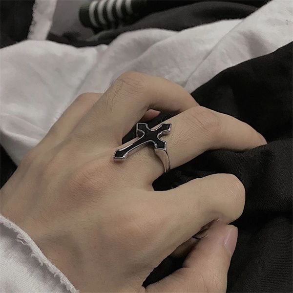 european and american retro black big cross band rings ladies party accessories men's fashion gothic metallic ring new year's gift, Silver
european and american retro black big cross band rings ladies party accessories men's fashion gothic metallic ring new year's gift, Silver